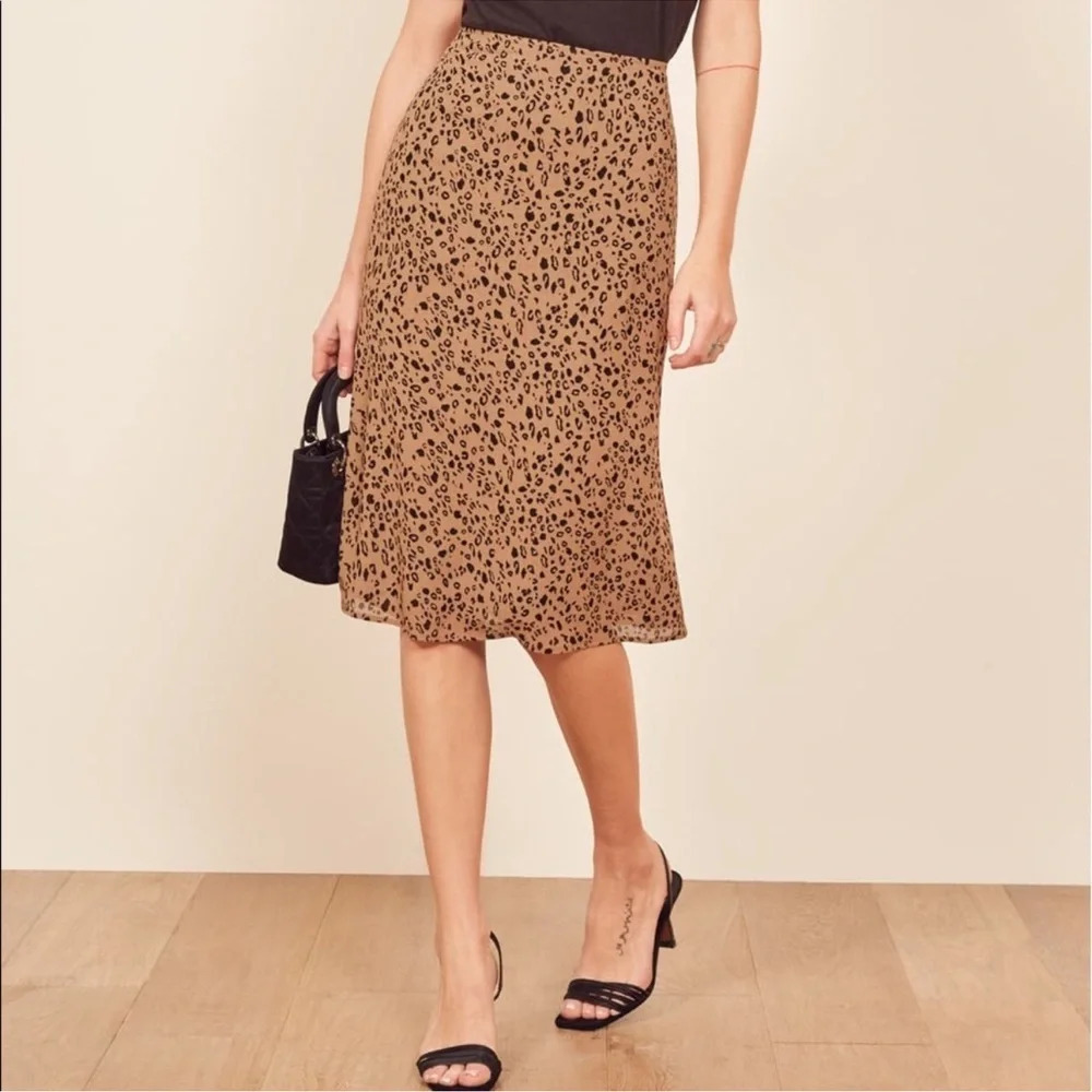 Reformation Mia Midi Skirt Animal Print Cheetah Leopard 2